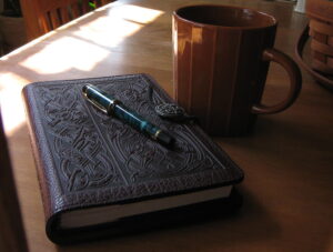 Journal, Pen and Coffee Mug